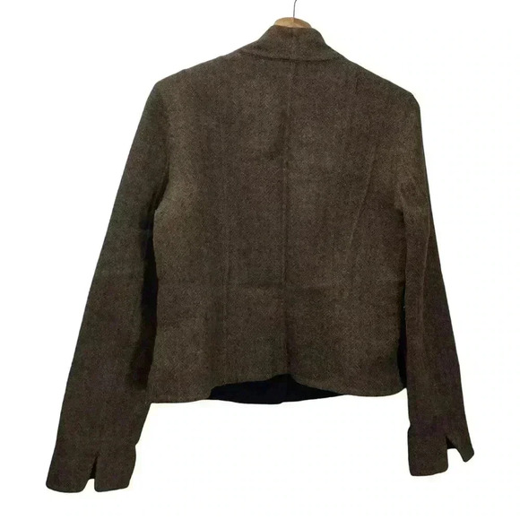 Peruvian Connection Knit Jacket Blazer Alpaca Size 8 Brown Herringbone Snap Up - Picture 6 of 16